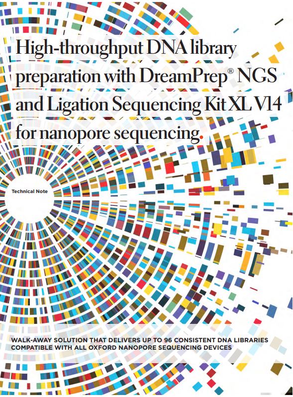 アプリケーションノート：Nanopore シーケンス用のDreamPrep®NGS およびライゲーションシーケンスキットXL V14 を使用したハイスループットDNA ライブラリーの準備